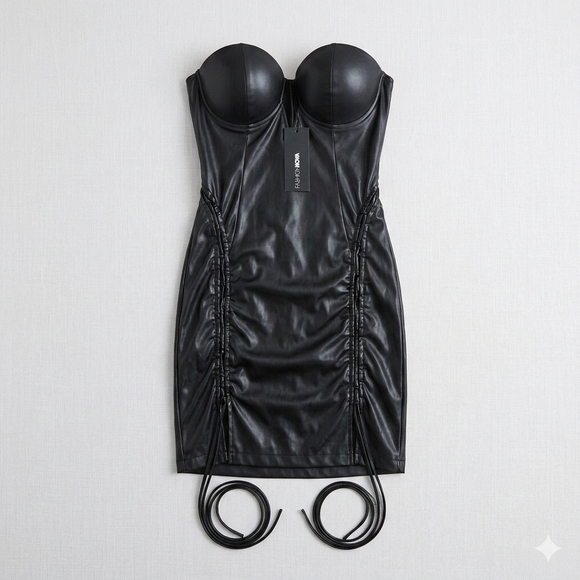 Fashion Nova Dresses & Skirts - Fashion Nova Black Strapless Leather Dress 😈🔥